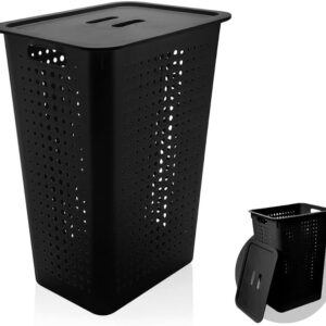 Cesto de Roupas com Tampa 47L Preto