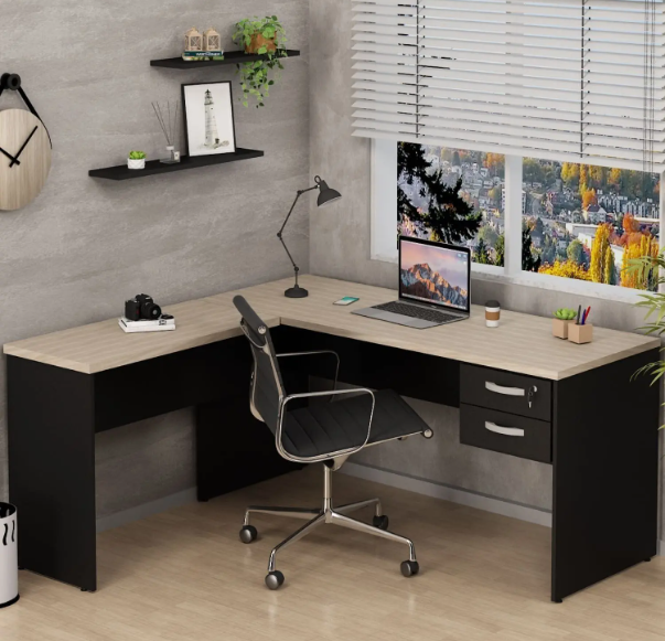 Escrivaninha Mesa Escritório em L 160x150cm com Gaveta