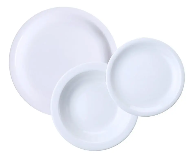 Jogo Pratos Rasos Fundos - Porcelana Germer 18 Pçs