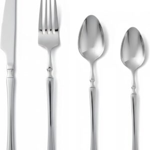 Conjunto de Talheres 24 Peças Aço Inoxidável Premium - 6 Facas, 6 Garfos, 6 Colheres, 6 Colheres
