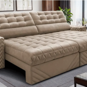 Sofá Retrátil e Reclinável 3,00m Molas Ensacadas Max Spring. Velusoft Cama inBox