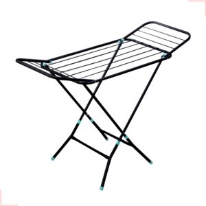 Varal Portátil De Chão Com Abas Dobráveis Não Enferruja (Preto)