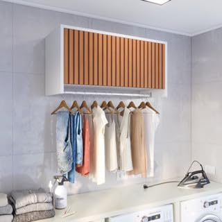 Armário Delta Suspenso Com Porta e Cabideiro Branco/Ripado