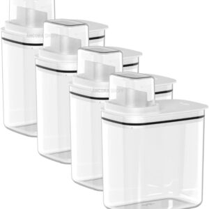 Kit 4un Dispenser Flow 1,5 Litros Sabão Líquido Amaciante Alvejante Organizador de Lavanderia (BRANCO)