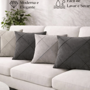 Kit 04 Almofadas Cheias em Suede Drapeada 45x45cm Decorativas Sala Quarto Sofá