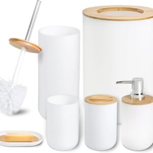 Kit Banheiro Completo 6 Peças com Acabamento em Bambu